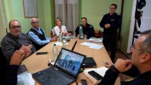 Autoridades ministeriales y de Jefatura reunidas previo a la conferencia de prensa (Foto: Jefatura de Policía de Lavalleja)
