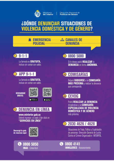 Canales de denuncias de violencia doméstica (Foto: Prensa Jefatura de Policía de Lavalleja)