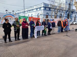 Momento del paro en Plaza Libertad. 