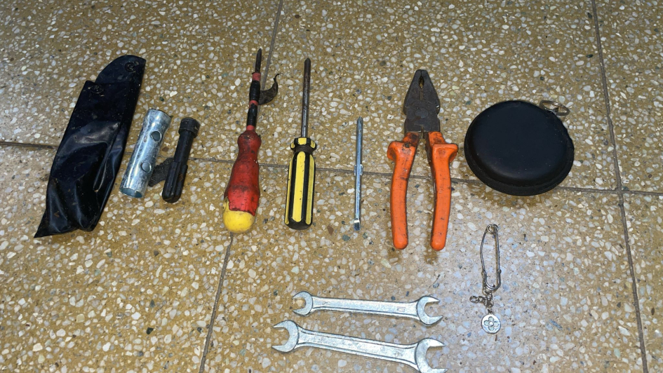 Herramientas de mano incautadas a Fernando Ariel Ramírez Guerra (Foto: Prensa Jefatura de Policía de Lavalleja)