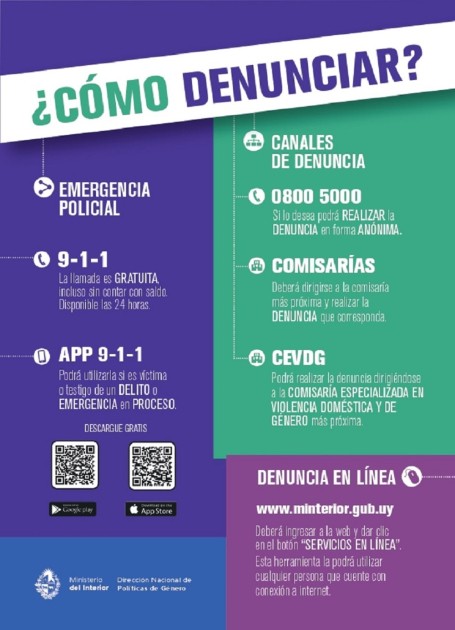 Canales de denuncias de Violencia Doméstica y Género (Foto: Prensa Jefatura de Policía de Lavalleja)