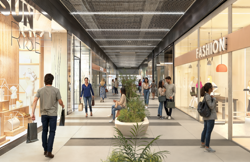 Presentación de computadora que muestra cómo se verá parte de la ampliación del centro comercial. (Foto: difusión Minas Shopping)