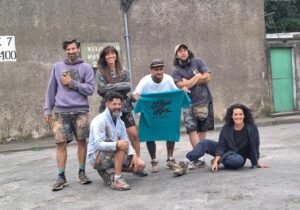 Los artistas Jona Orona, Marie, Escrach, Meg Haedo, Bez_On y Pezdani (Foto: Gentileza Paola Ferreira)