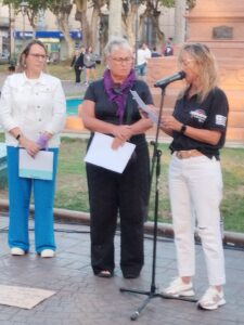 Carolina Nieves, Ana Caballero y Karina Núñez, en representación de la Intersindical de Lavalleja