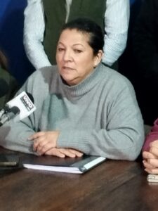 Verónica Machado durante la conferencia de prensa en la Departamental Nacionalista.