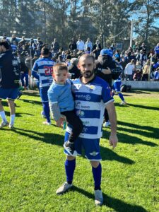 Marcelo Martínez logró uno de los goles de Libertad ayer en Dolores y sumó un nuevo título a su palmarés. (Foto Gentileza Gustavo Facciola).