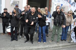 Integrantes del sindicato durante la movilización de ADEOM Lavalleja